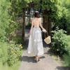 French Super Fairy White V-neck Suspender Dress Female Seaside Vacation Wind Sexy Backless White Moonlight Fairy
