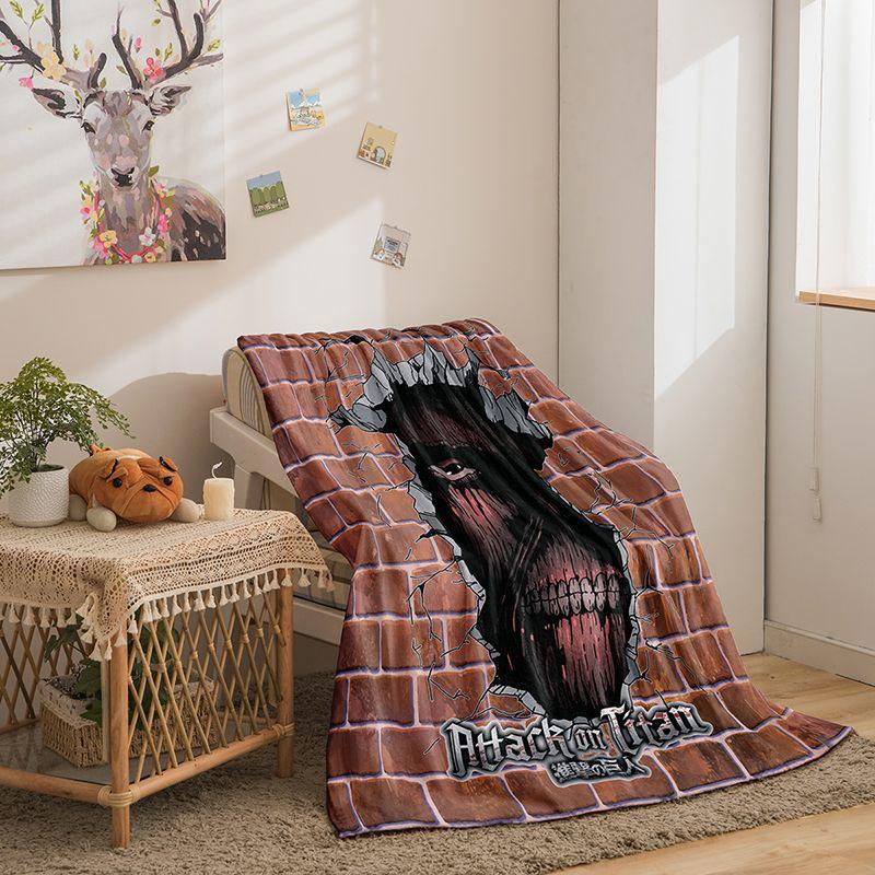 Cartoon Attack On Giant Series Double Sided Flannel 3D Digital Printing Blanket Cover