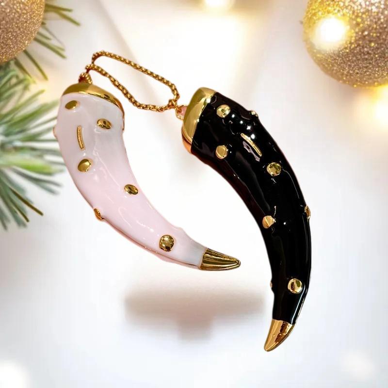 Personalized Enamel Horn Pendant Necklaces For Women Luxury Design Long Necklaces Vintage Chunky Jewelry Gift