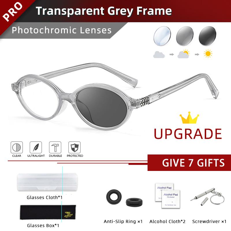 

BLMUSA Retro Anti Blue Ray Photochromic Myopia Glasses Women Oval Small Frames Prescription Glasses Pop Classic Reading Glasses +300