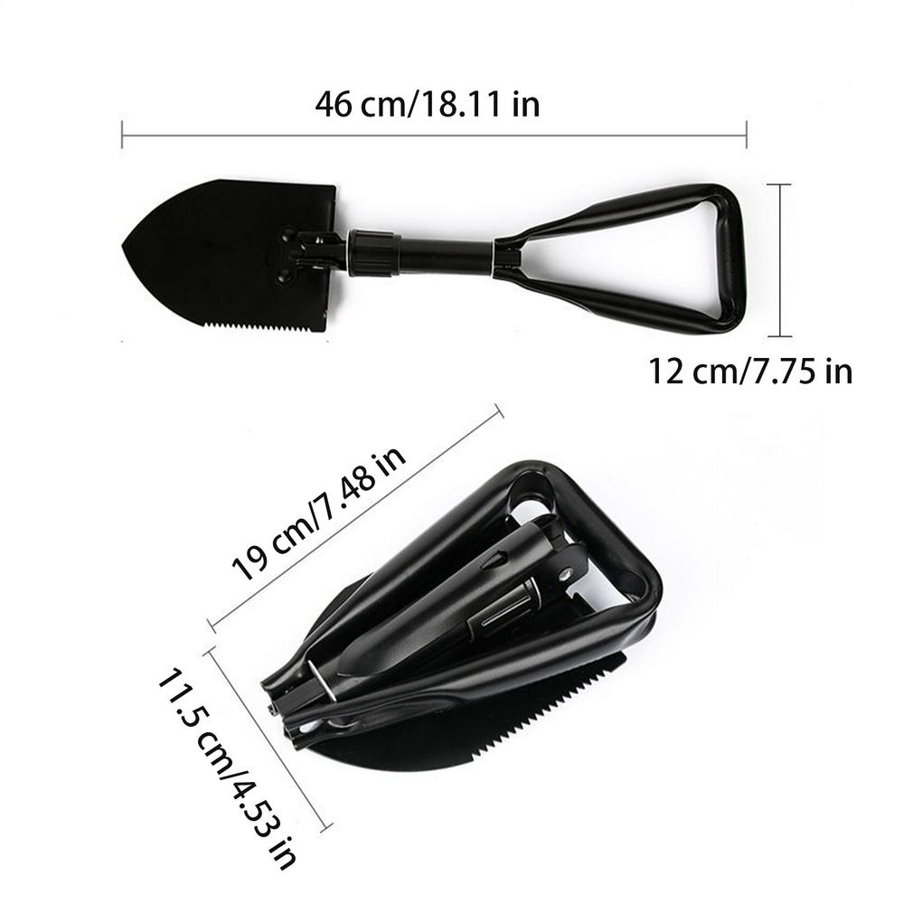 

складна лопата для вулиці Міцна сталева багатофункціональна туристична лопата Лопата для виживання з сумкою для зберігання для пригод на природі чорний