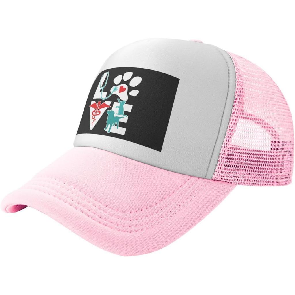 Veterinarian Love Graphic Trucker Hat Mesh Baseball Snapback Cap Unisex Outdoor Adjustable