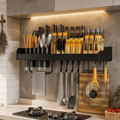 Wall Mounted Kitchen Storage Rack Anti-Rust Spice Rack Organizer  Condiment Storage
