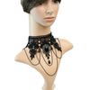 Women Black Lace Choker Necklace Crystal Pendant Gothic Tassel Chain for Party Prom Costume Jewelry for Women