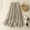 Falda Mujer Verano Casual Versátil Elástica Cintura Alta Suelta Falda Oversize Elástica Algodón Vestidos