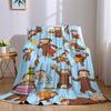 Curious George Flannel Blanket Warm Soft Halloween Christmas Couch Warm Cozy Decorative Decor Gift for All Season