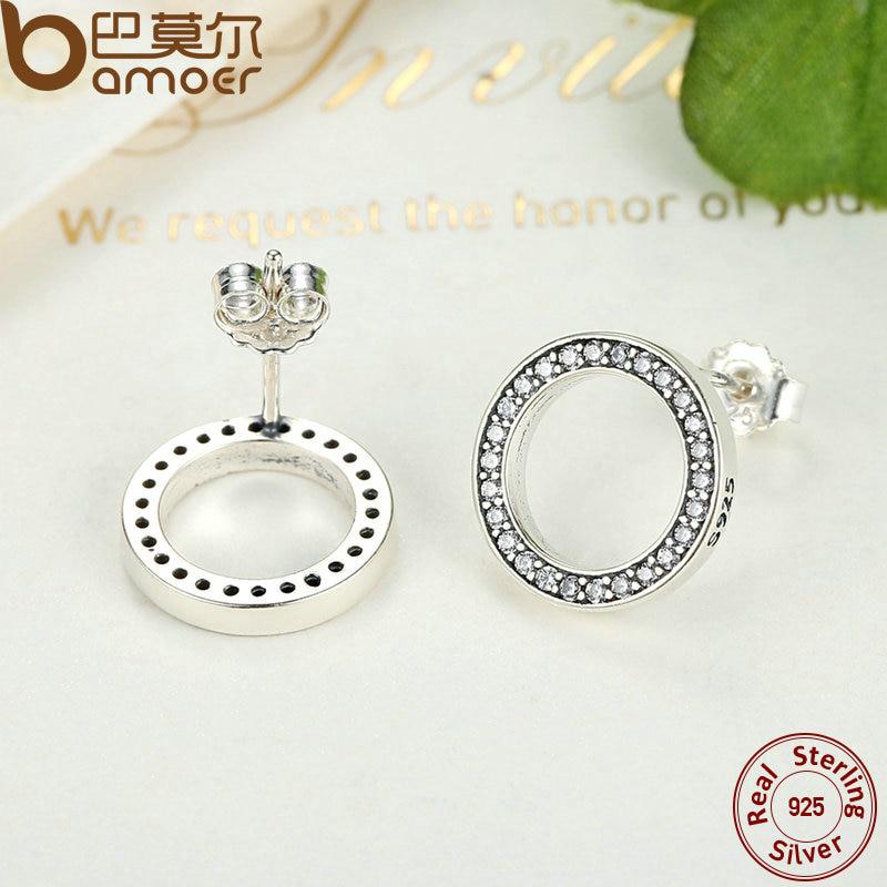BAMOER Authentic 925 Sterling Silver Shine Beautiful Cute Stud Earring for Women Fine jewelry Gift