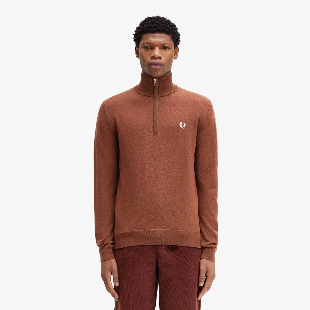 Fred Perry [Sharp] Classic Half Zip Knit (S54) Afpm2437624-S54 Whisky Brown/S