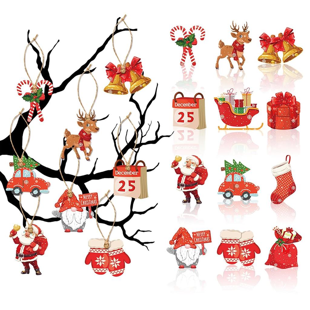Christmas Ornament Decoration Tree Hanging 24-piece Set Santa Claus Miscellaneous Items Interior Stylish Atmosphere Party Supplies