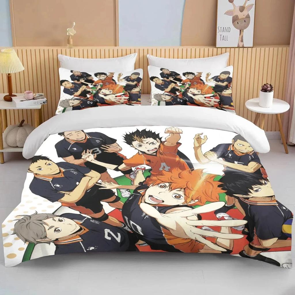 New 3d Haikyuu Bedding Sets Cartoon Quilt Bed Cover Anime Duvet Cover Pillow Case Sets Adult Children Bedding Sets Home Textiles
