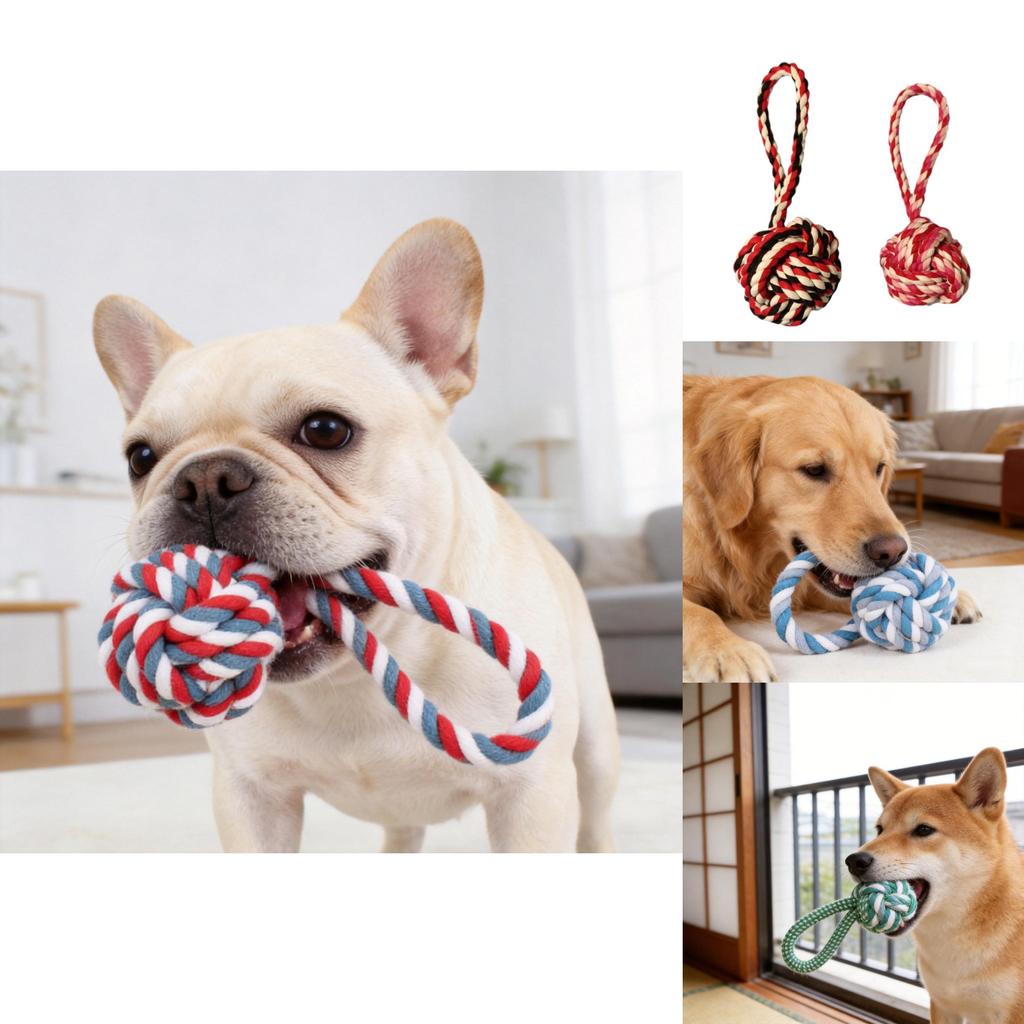 Dog Cat Interactive Chewing Rope Toy With Durable Cotton For Dental Cleaning And Engagement