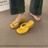 Fashion Fashion Square Clip Toe Platform Sandals Woman Chic Denim Wedge Flip Flops Ladies Summer Street Style Thick High Heel Slippers
