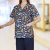 Breastfeeding Blouses High Uniforms of Medical Print Animal Printed with Nurse Pockets