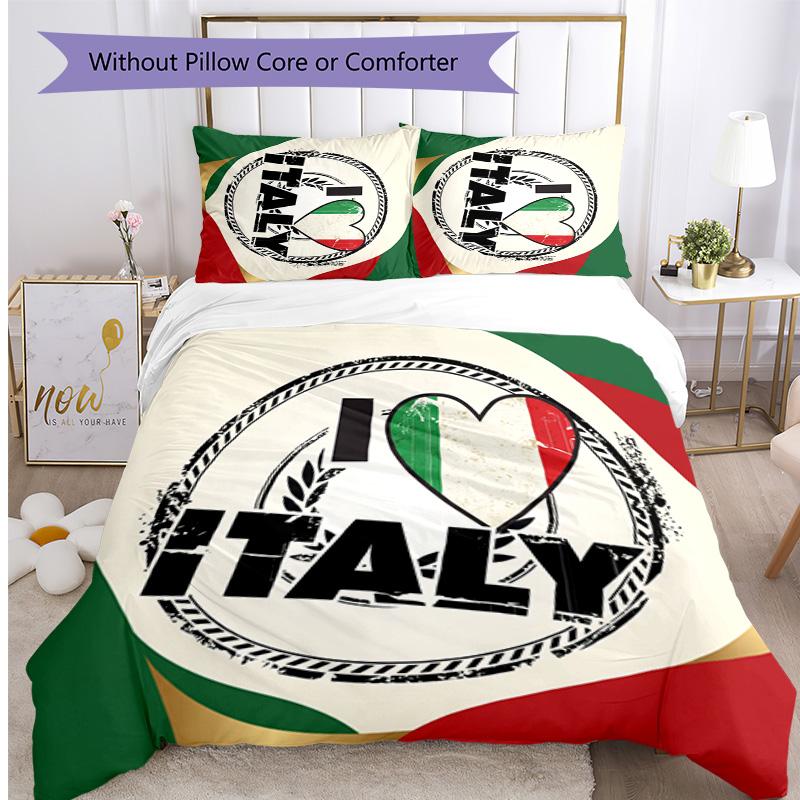 Set Lenzuola Stampate Calcio Italia 3 Pezzi Copriletto Traspirante Accogliente come Regalo per Inaugurazione Casa o Vacanze