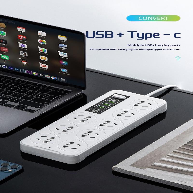 Universal Power Strip Socket Eu Us Au Plug With Usb Type-C Pd Surge Protector Power Cord Extension Sockets