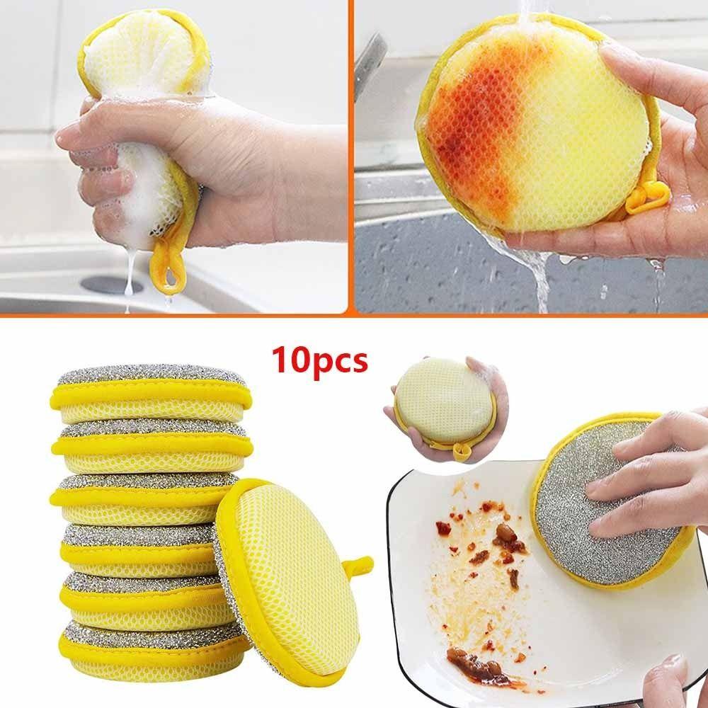 10PCS Double Side Dishwashing Sponges Washable Dish Wash Sponges  Pot Cleaning