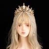 Lolita Corona Aureola Solare Fascia per Capelli Catena di Perline con Nappe Ali d'Angelo Fascia con Spine di Rosa Gotico Vintage Diadema Mary Barocco Copricapo