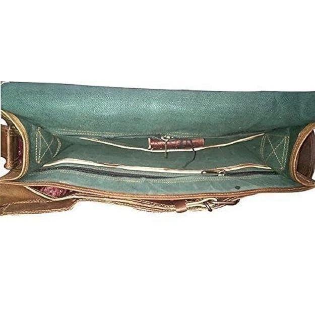 Goat Leather Bag Vintage Genuine Brown Men's Messenger Laptop New Satchel Real