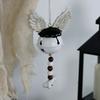 Devil Skull Windchime with Detailed Resins Metal Bells Halloween Home Decors Hanging Ornament for Horror Atmospheres