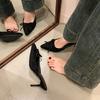 Fashion New Leopard Print Women High Heel Slipper Pointed Toe Thin Low Heel Sandal Ladies Mules Shoes Zapatos Mujer