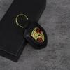 3D kovové logo Kožený klíčenka na auto Typ štítu Kroužek na klíče Příslušenství Pro Porsche Panamera Cayenne Taycan 911 718 Macan Carrera-GT