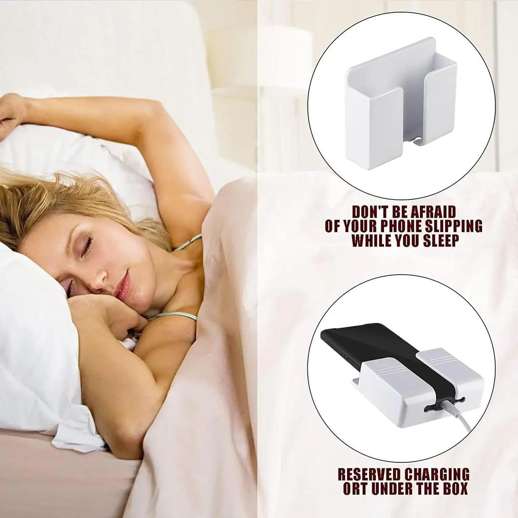 Smartphone Charging Station Wall Mount Multifunction Dock Storage Organizer Box Remote Control Holder Shelf Bracket Space Cup Holders 5