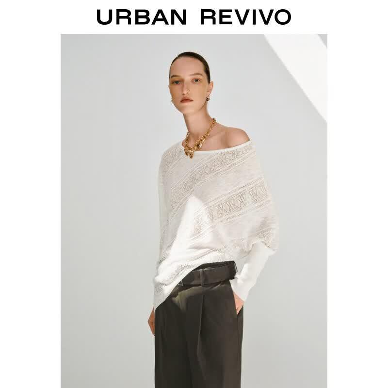 UR Women's Autumn Hollow Out Jacquard Knit Sweater