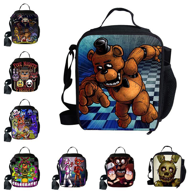 Large Capacity Five Nights At Freddy's 3d Printed Insulated Lunch Bag For Versatile Use