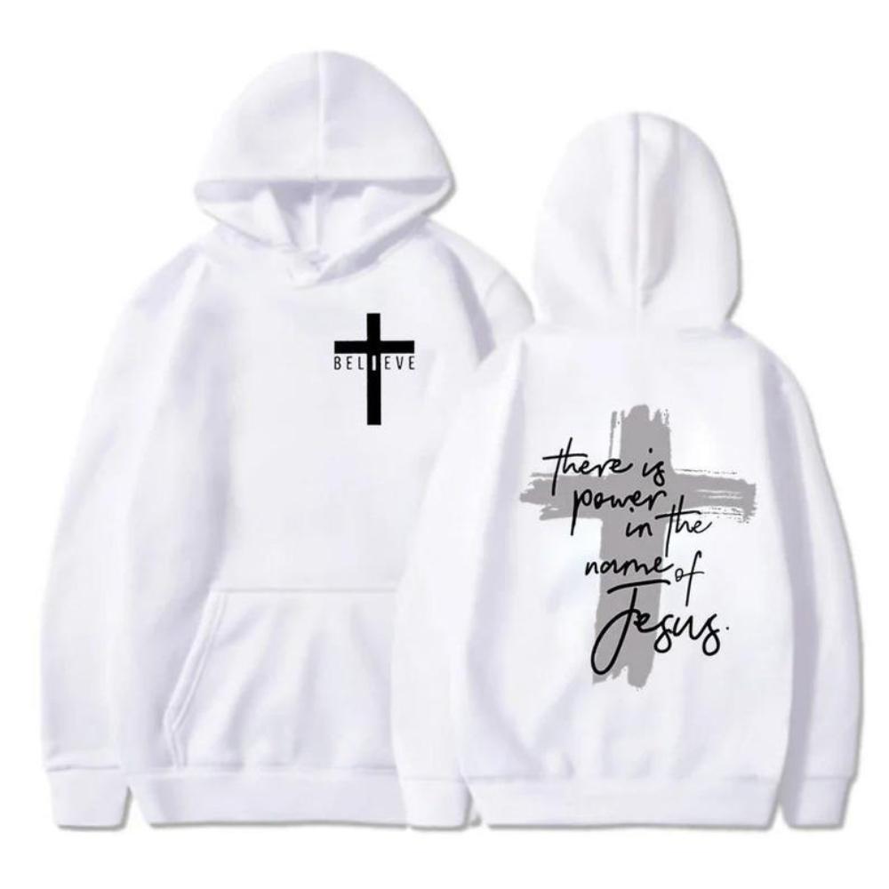 God Is Good Christian Faith Woman Hoodies There Is Power in The Name of Jesus Graphic Hoodie Fashion Streetwear