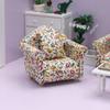 Moin Moin Miniature Furniture 1/12 Scale Sofa Set 3 Pieces White Floral Fabric Dollhouse Accessories