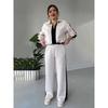 2025 Autumn Women's Fashion Color Block Casual Knitted Two-Piece Set