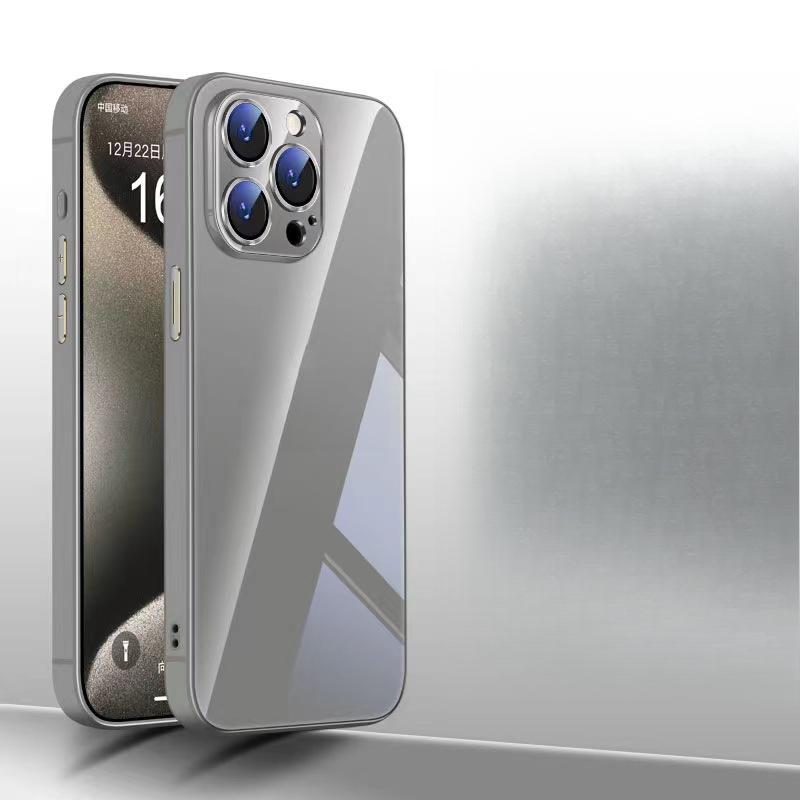 Suitable for Iphone15 Tempered Glass Phone Case, Apple 14PROMAX Metal Lens 13 Original Camera Sensor Protective Case