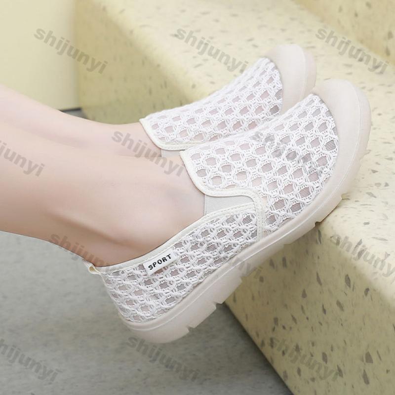 Women Shoes 2025 Spring Autumn New Soft Sole Comfort Non Slip Casual Shoes Breathable Mesh Lightweight Round Toe Women Loafers