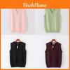 Cotton Knit Vest For Women With Vneck Pure Color Fall Winter College Style Gift