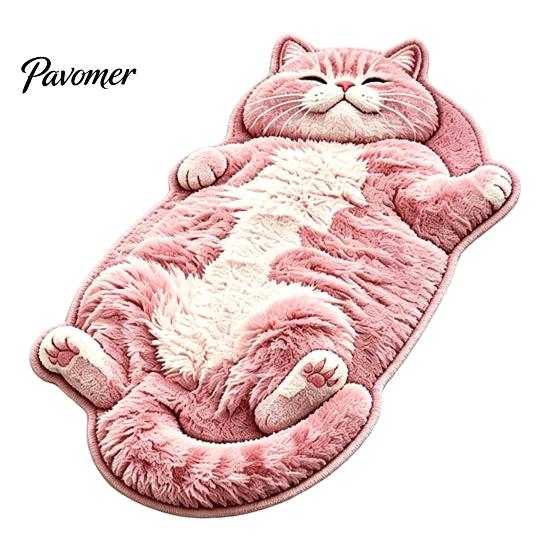 Pet Themed Home Decor Realistic 3D Sleeping Cat Plush Rug, Soft Imitation Cashmere Bath Rug Absorbent Floor Mat, Non-slip Decorative Carpet