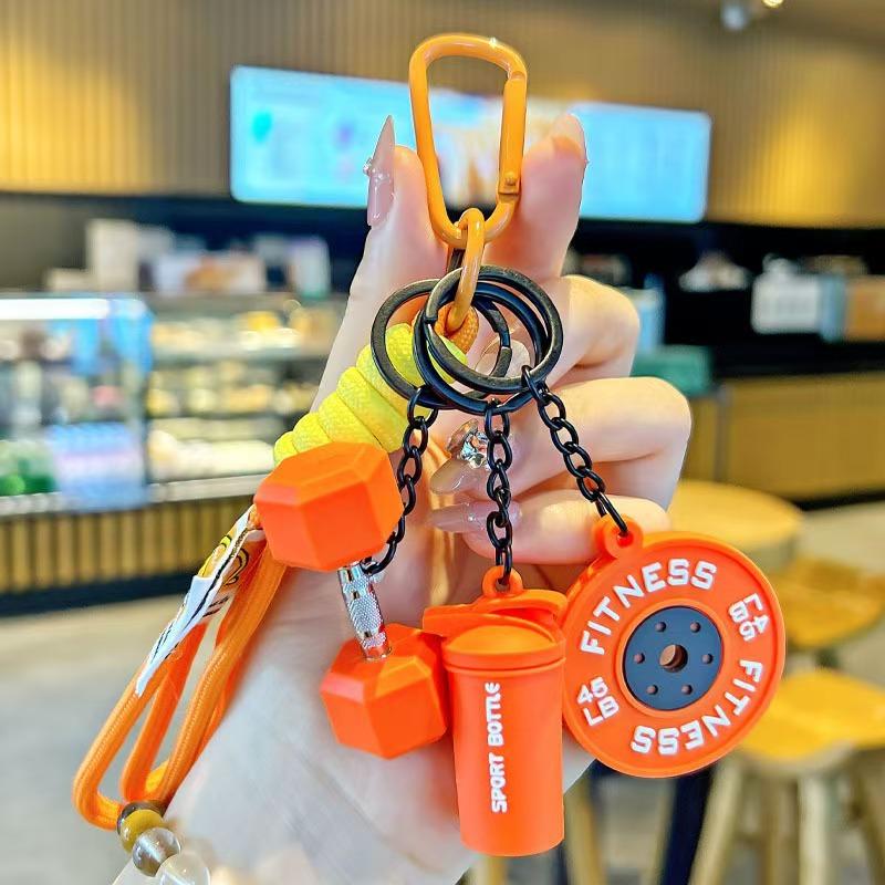 Creative Mini Fitness Keychain Pendant Trendy Couple Charm Lightweight Accessory for Car Bag Schoolbag Gift