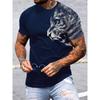 Nowa Letnia Męska Koszulka Casual Outdoor Codzienna Uliczna Top z Krótkim Rękawem Nadruk Lwa Sportowa Moda