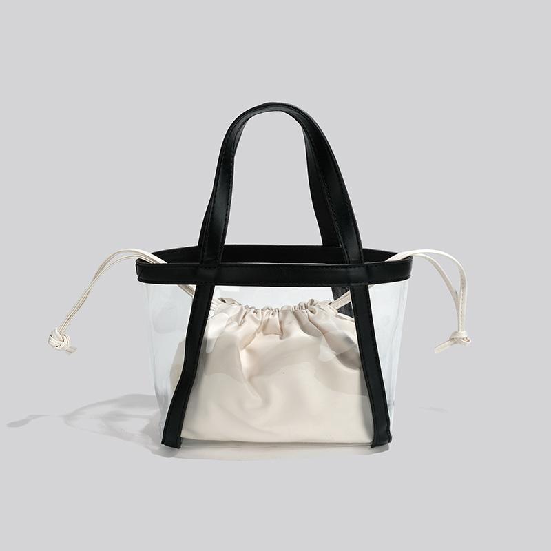 

Сумка-тоут, летняя, новая, прозрачная, из ПВХ, дизайнерская, вместительная, на шнурке, ручная, через плечо, спортивный стиль