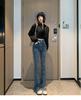 Women's High-Waist Retro Slit Denim Jeans - Petite Skinny Cropped Flare for Autumn/Winter 2022
