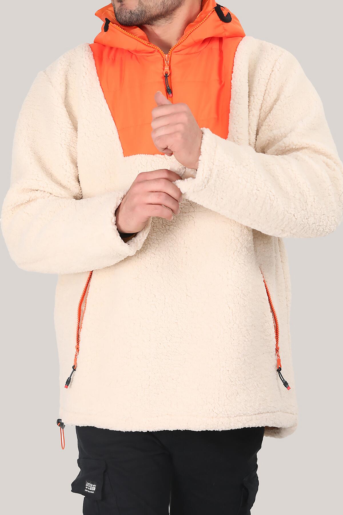 

Мужской плюшевый свитер с капюшоном L миндальный