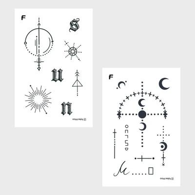 Sun & Moon Tattoo Sticker Best 2-piece Set