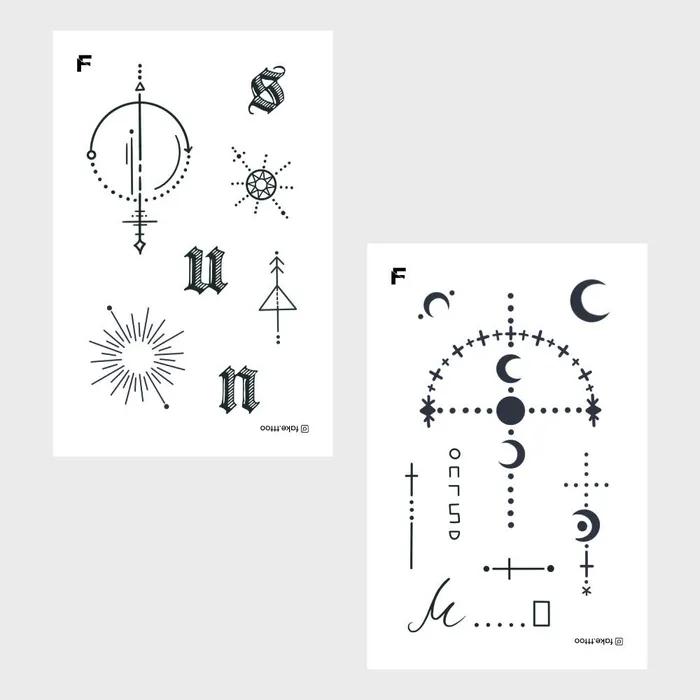 

Тату-наклейка Солнце и Луна Лучший набор из 2 штук