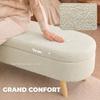 2-in-1 Fabric Storage Bench with Wooden Legs, 110x40x43 cm, Cream