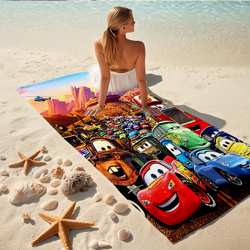 1Pc Cars Movie Poster Artwork Beach Towel, Quick Dry, Multi-Use for Beach Pool Gym Yoga Home Travel, Christmas, Halloween, Xmas Gift S929246