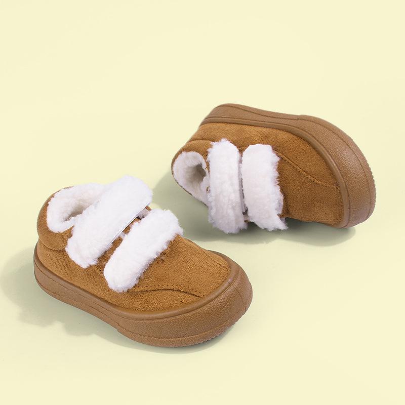 Children's Winter Plush Cotton Shoes: Soft Sole, Velcro, Warm, Casual Boots for Toddlers and Young Kids