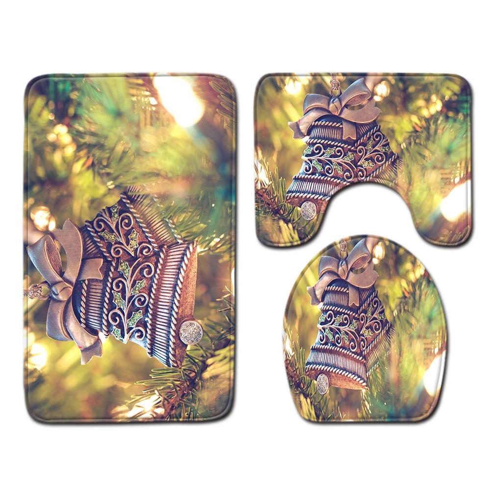 Christmas Bathroom Floor Mat Toilet Three-Piece Set