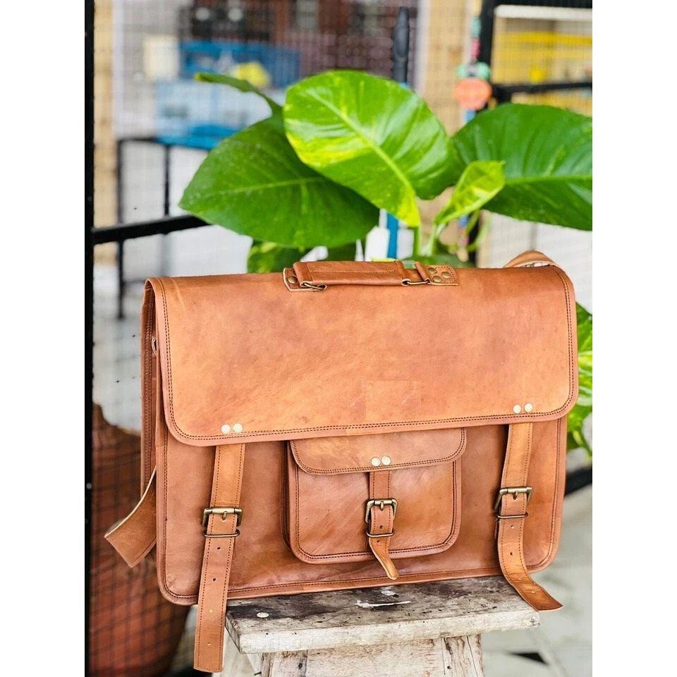 Handmade First Choice Leather Vintage Laptop Messenger Briefcase Bag Satchel