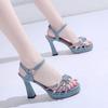 Fashion Fashion Open-Toed High-Heeled Sandals Womens Summer New One-Word Buckle With Rhinestone High Heels Stiletto Sexy Womens Shoes