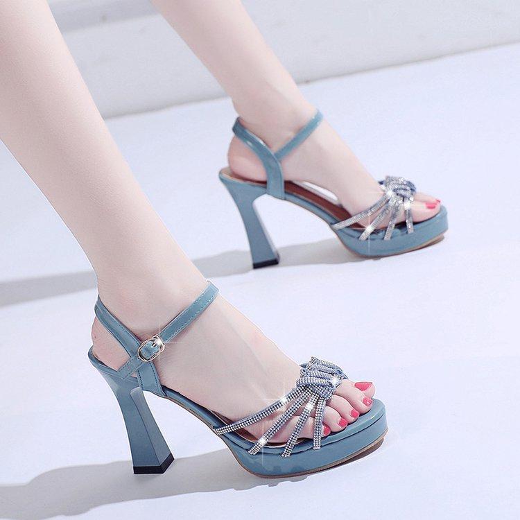 Fashion Fashion Open-Toed High-Heeled Sandals Womens Summer New One-Word Buckle With Rhinestone High Heels Stiletto Sexy Womens Shoes