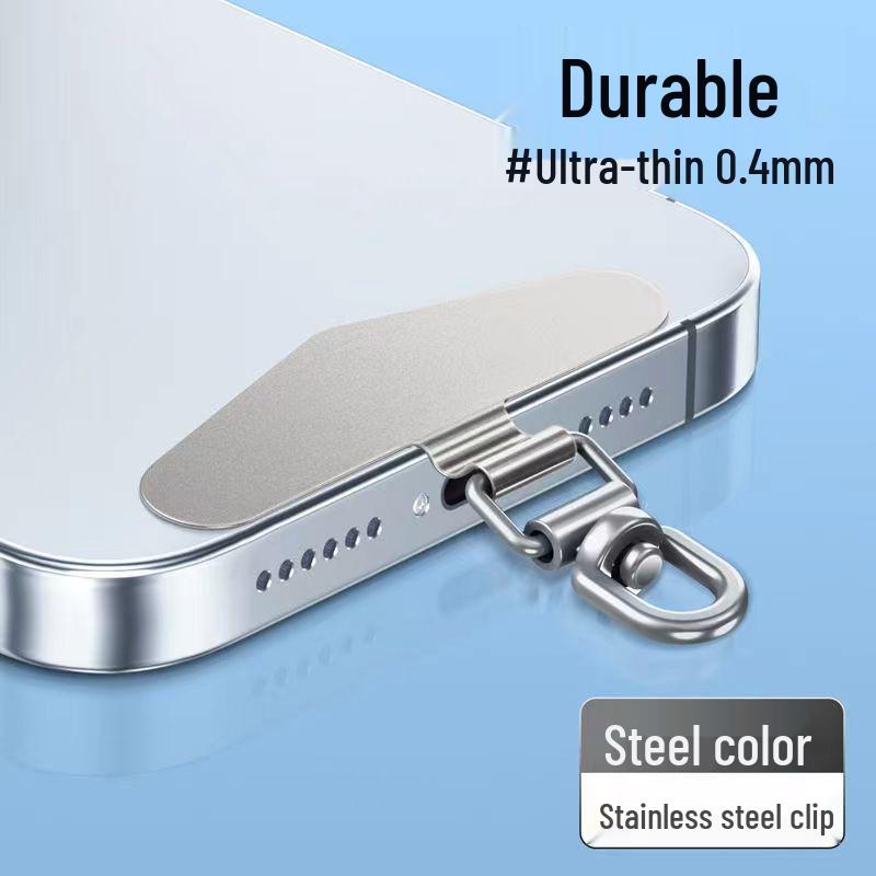 Ultra-thin 360° Rotating Stainless Steel Phone Lanyard Clip with Anti-Lost Universal Back Sticker